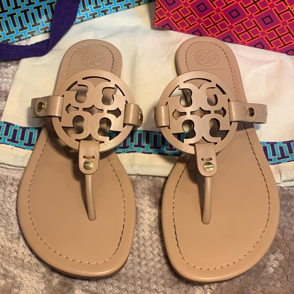 Tory Burch Miller Leather Sandal, 8.5 Color: Light Makeup